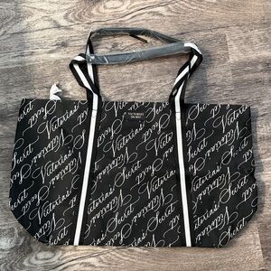 Victoria's Secret Black and White Script Tote